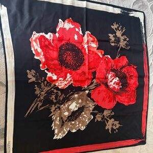 Valentino Red and Black Floral Scarf